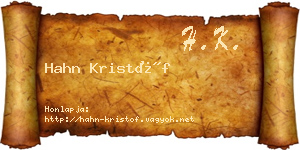 Hahn Kristóf névjegykártya