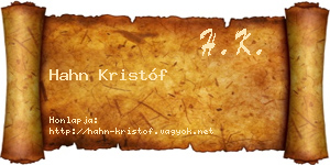 Hahn Kristóf névjegykártya